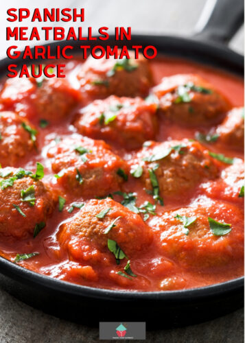 Spanish Meatballs in Garlic Tomato Sauce, Albondigas is a lovely easy dish typically served as Tapas in bars. Great for party food, main meals and appetizers!