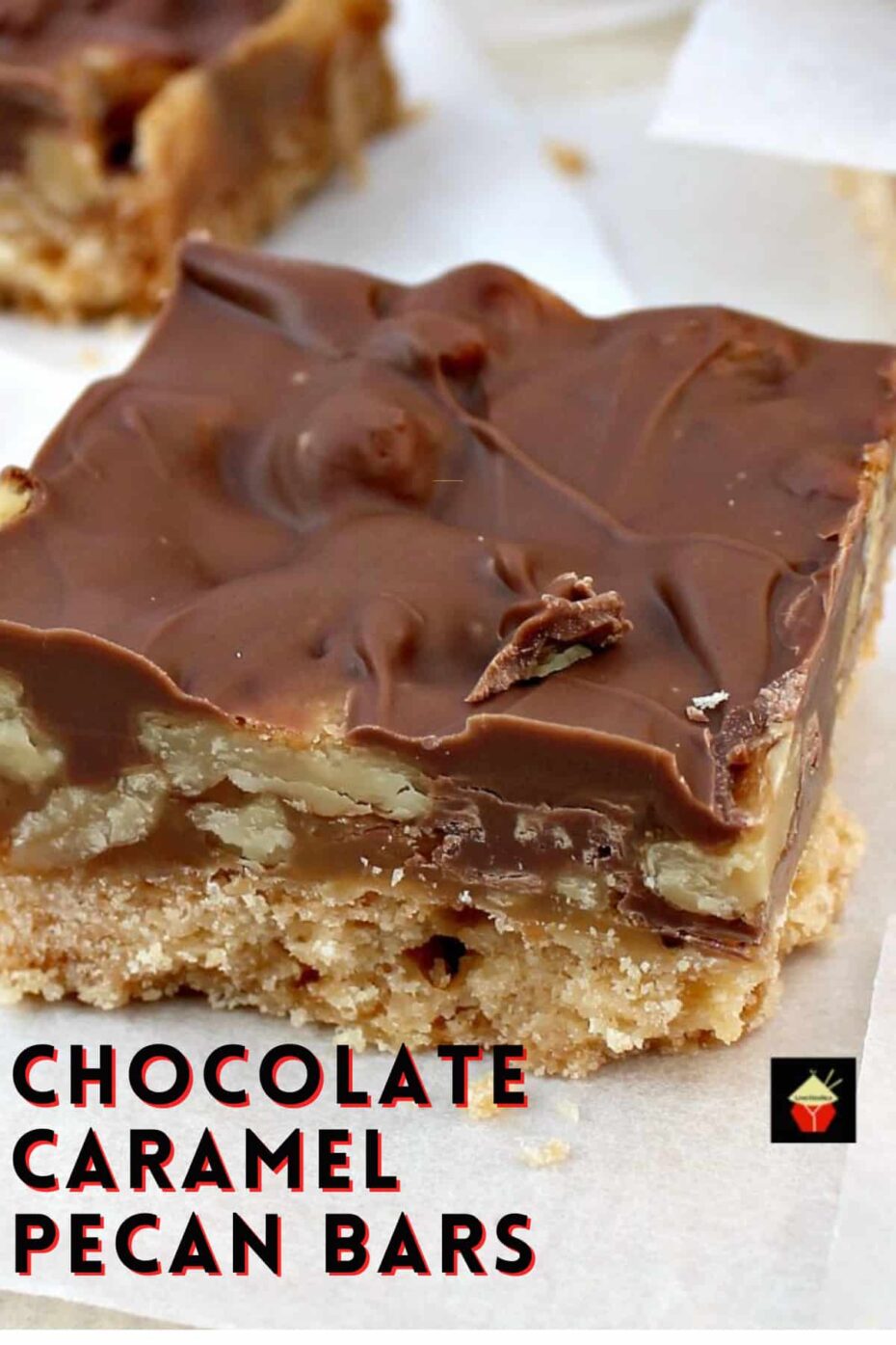Chocolate Caramel Pecan Bars. These are so addictive! Easy to make and always popular! Flexible so you can use your favorite chocolate, like milk, dark, white and also use whatever nuts you love! Chocolate Caramel Pecan Bars. These are so addictive! Easy to make and always popular! Flexible so you can use your favorite chocolate, like milk, dark, white and also use whatever nuts you love!