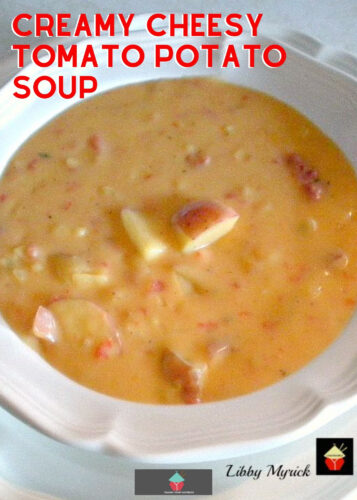 Creamy Cheesy Tomato Potato Soup. This delicious creamy tomato potato soup with cheese is perfect for your slow cooker, full of flavor, easy to prepare and great with homemade bread fresh from the oven!