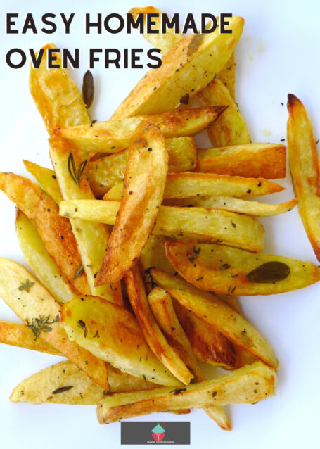 Easy Homemade Oven Fries. Crunchy on the outside, fluffy on the inside! Add your favorite seasonings for this side dish recipe