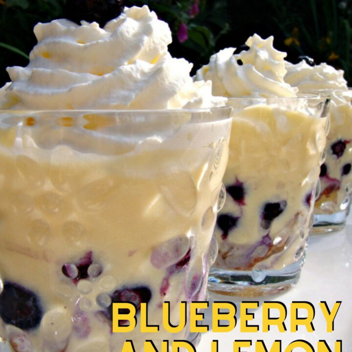 Blueberry and Lemon Trifle Blueberry and Lemon Trifle. This is just sublime! Layers of fresh Lemon Cake, Creamy Custard and Whipped Cream and of course a generous sprinkling of blueberries throughout.