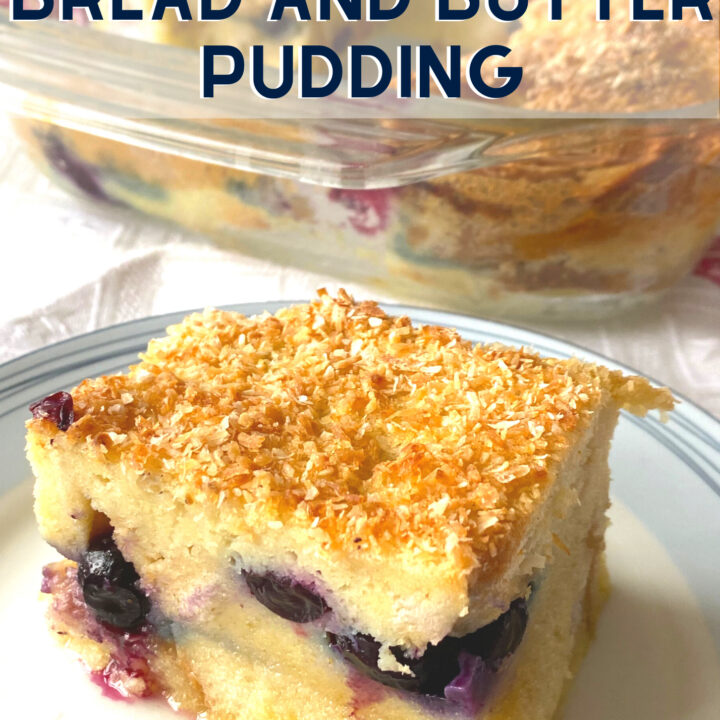 Fluffy Blueberry Ripple Bread and Butter Pudding Blueberry Ripple Bread and Butter Pudding, a super easy dessert, a warm fruit breakfast casserole with blueberries and bread baked in a creamy sweet custard. Absolutely delicious served warm with a blob of ice cream, whipped cream, or both!