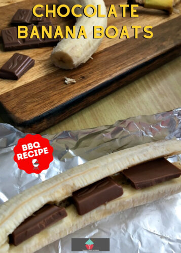 Chocolate Banana Boats are easy chocolate filled bananas, wrapped in foil and grilled. Perfect for camping and BBQ's. Easy recipe with just 2 ingredients