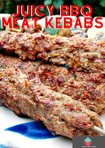 Juicy BBQ Meat Kebabs. These juicy BBQ meat kebabs are bursting with a variety of spices and fresh herbs for a juicy, full of flavor meat skewer recipe. Ideal for outdoor eating, and easy to prepare.