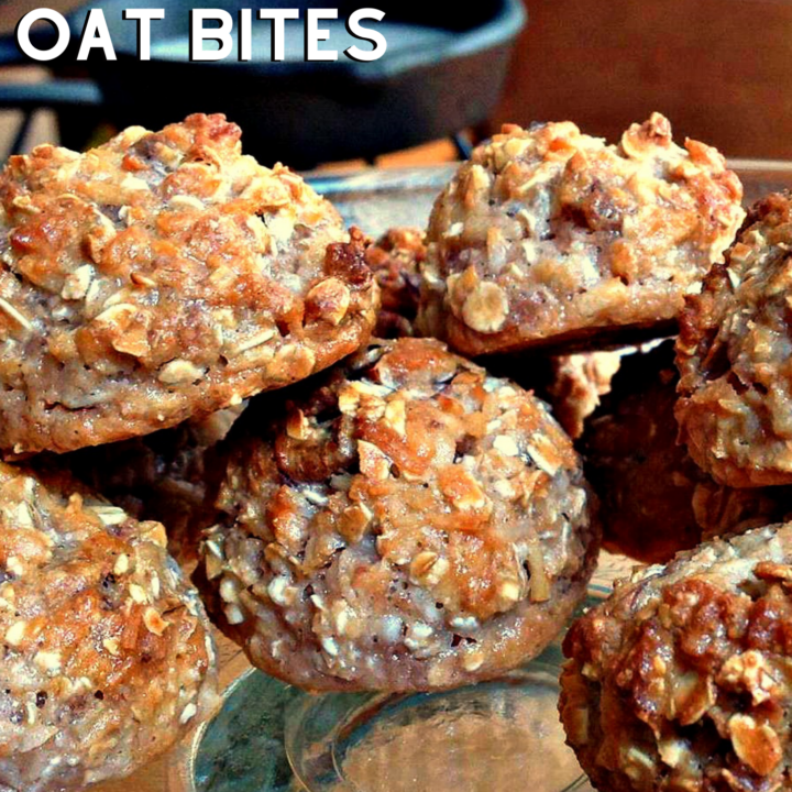 Peanut Butter and Coconut Oat Bites Peanut Butter and Coconut Oat Bites. Peanut Butter and Coconut Oat Bites are tasty snacks, packed with peanut butter, coconut, oats, cookies and walnuts! Really easy to make using regular pantry ingredients.