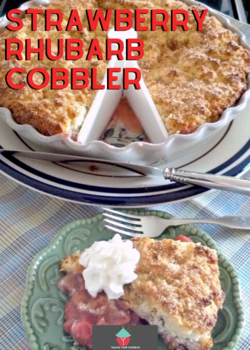 Strawberry Rhubarb Cobbler. Strawberry Rhubarb Cobbler is a delicious dessert, flexible with the fillings so you could swap the fruits to your choice! Great served warm with some whipped cream or ice cream and also freezer friendly