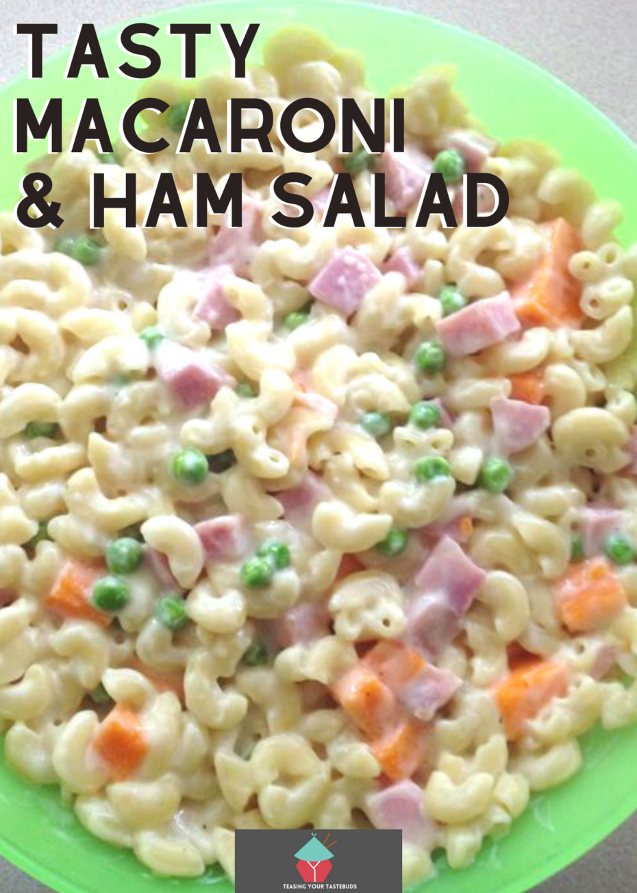 Tasty Macaroni Ham Salad Tasty Macaroni Ham Salad. A simple and delicious recipe for macaroni ham salad, quick and easy to make, ideal as a side dish with a BBQ or main meal. Creamy, full of flavor and easily transportable for picnics too!