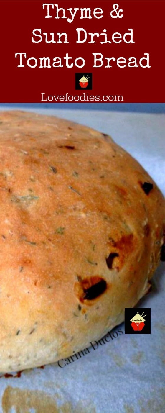 Thyme & Sun dried Tomato Bread. A lovely bread recipe, great to have on it's own or with a salad, cold cuts, or soup!