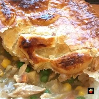 Left Over Roast Chicken Pot Pie, a great way to use up left over roast chicken and vegetables! Great for leftover turkey and ham too! #Thanksgiving #Christmas #Chickenpotpie