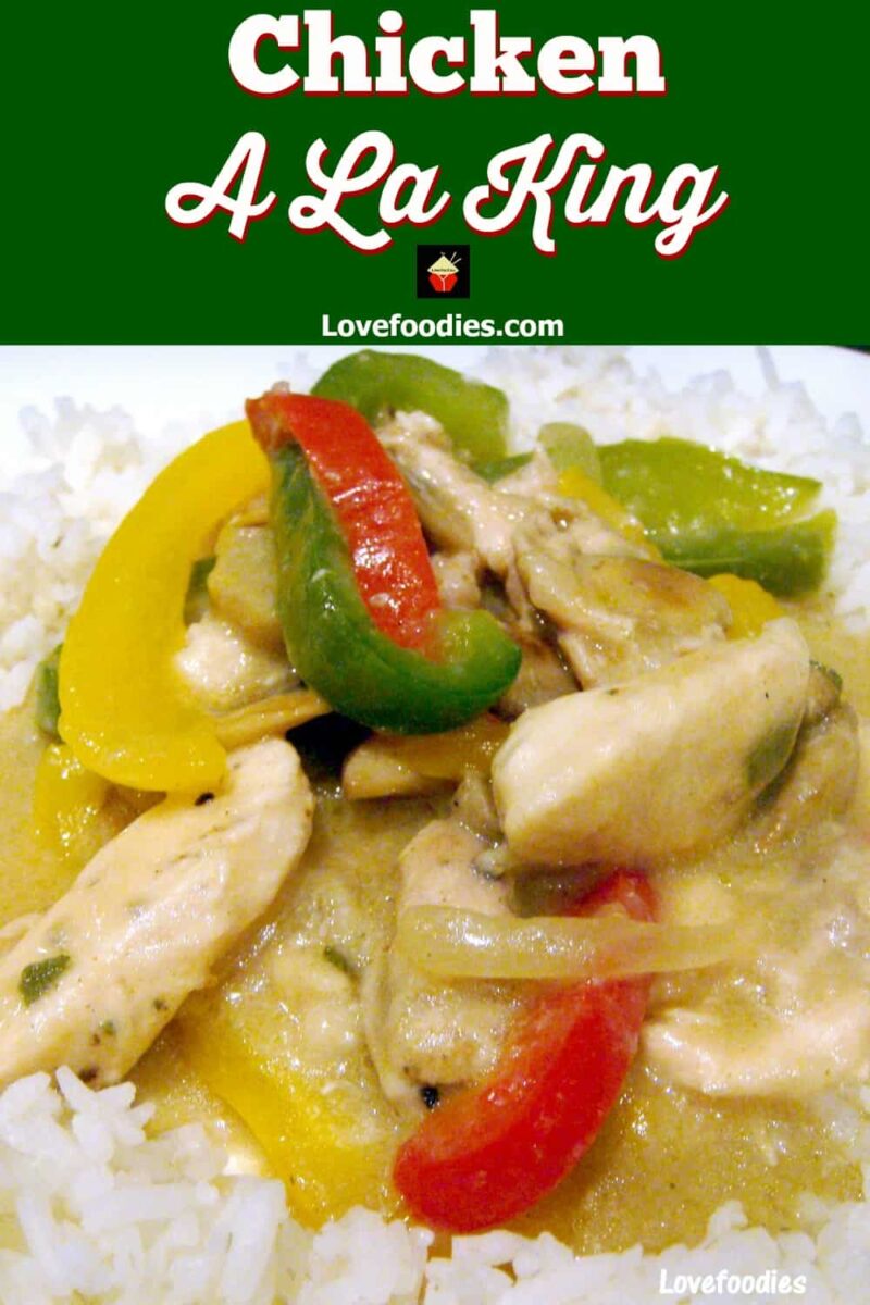 Chicken A La King. A wonderful creamy chicken dinner with flavors out of this world! The chicken is lovely and tender, and together with the peppers and mushrooms in a wonderful cream sauce, this is perfect served with rice or pasta. Really tasty!