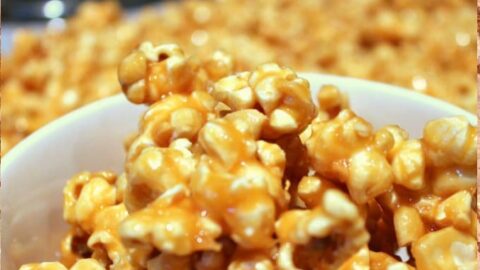 Salted Caramel Cashew Nut Popcorn. A delicious combination of salt and caramel coating homemade popcorn. Easy recipe for popping corn