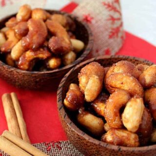 Honey Roasted Nuts, a delicious easy snack, perfect for parties and gifts too! Seasoned with honey and cinnamon and a pinch of salt.