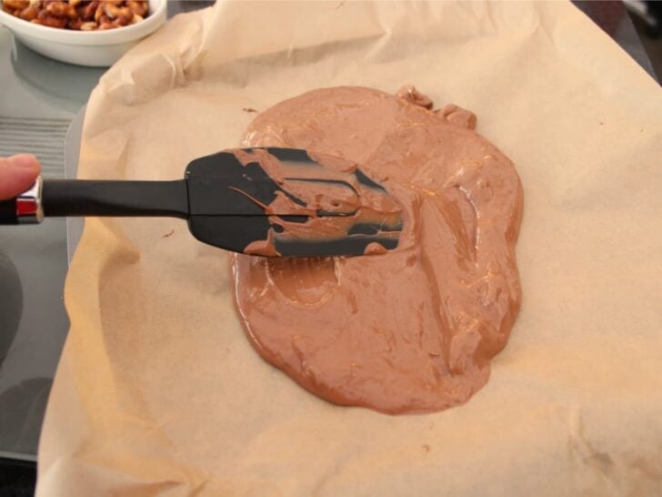 Irish Cream Chocolate Bark, spreading chocolate layer Irish Cream Chocolate Bark, spreading chocolate layer