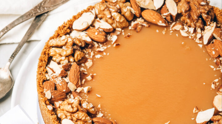 White Chocolate Salted Caramel Cheesecake 9 White Chocolate Salted Caramel Cheesecake is a delicious baked cheesecake, rich and creamy with a white chocolate filling and a salted caramel topping. Easy to make.
