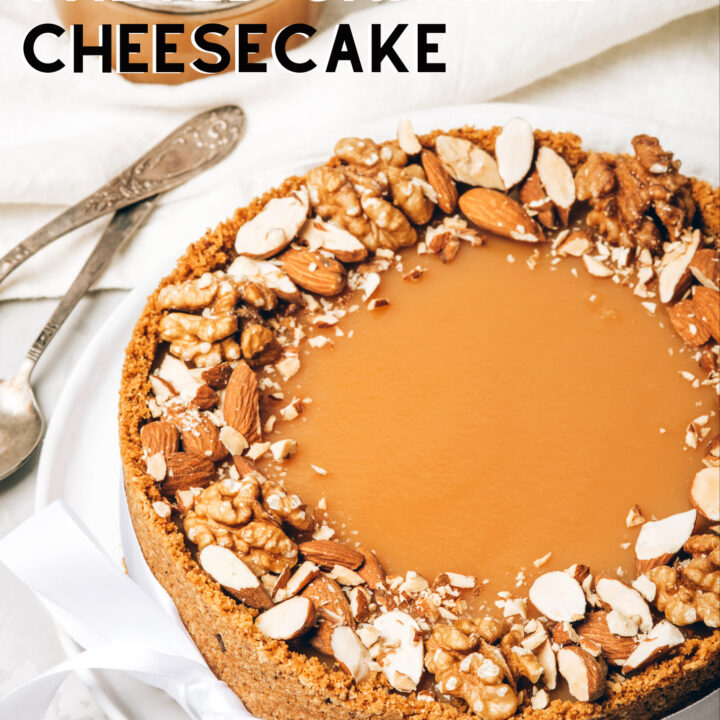 White Chocolate Salted Caramel Cheesecake White Chocolate Salted Caramel Cheesecake is a delicious baked cheesecake, rich and creamy with a white chocolate filling and a salted caramel topping. Easy to make.
