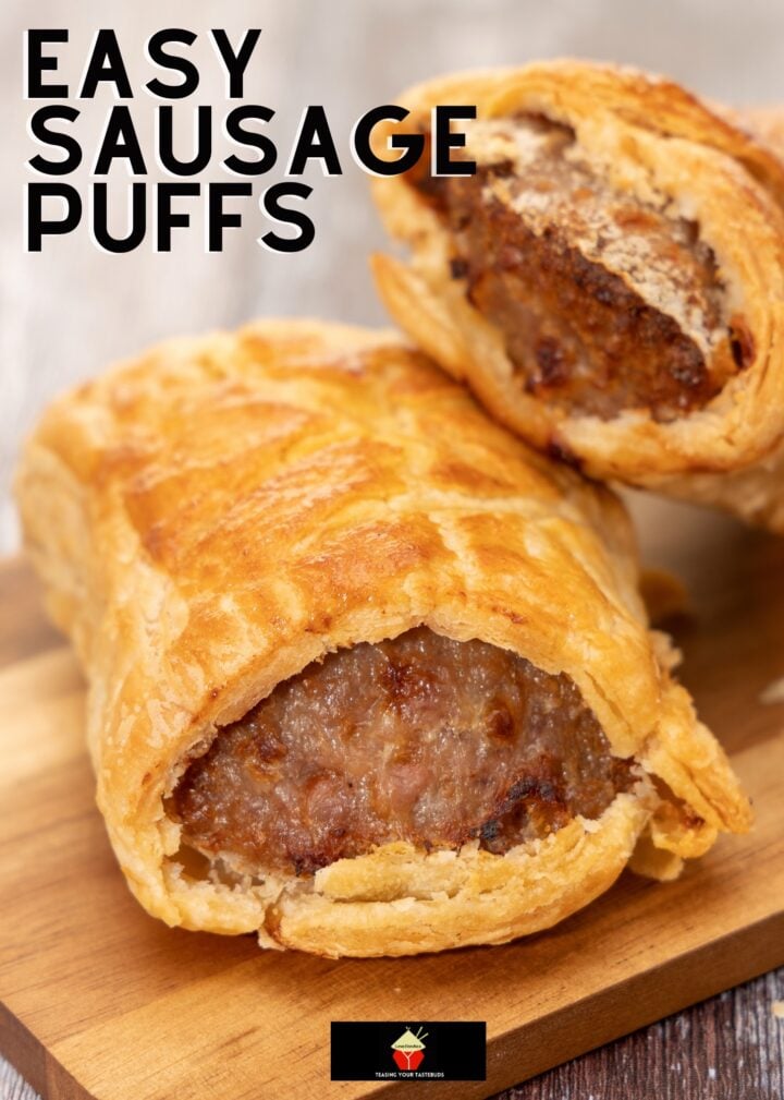 Sausage Puffs 3 Easy Sausage Puffs, deliciously seasoned sausage meat wrapped in crispy puff pastry and baked. Easy recipe, great for parties, lunch boxes, picnics. Eat warm or cold, they're so tasty!