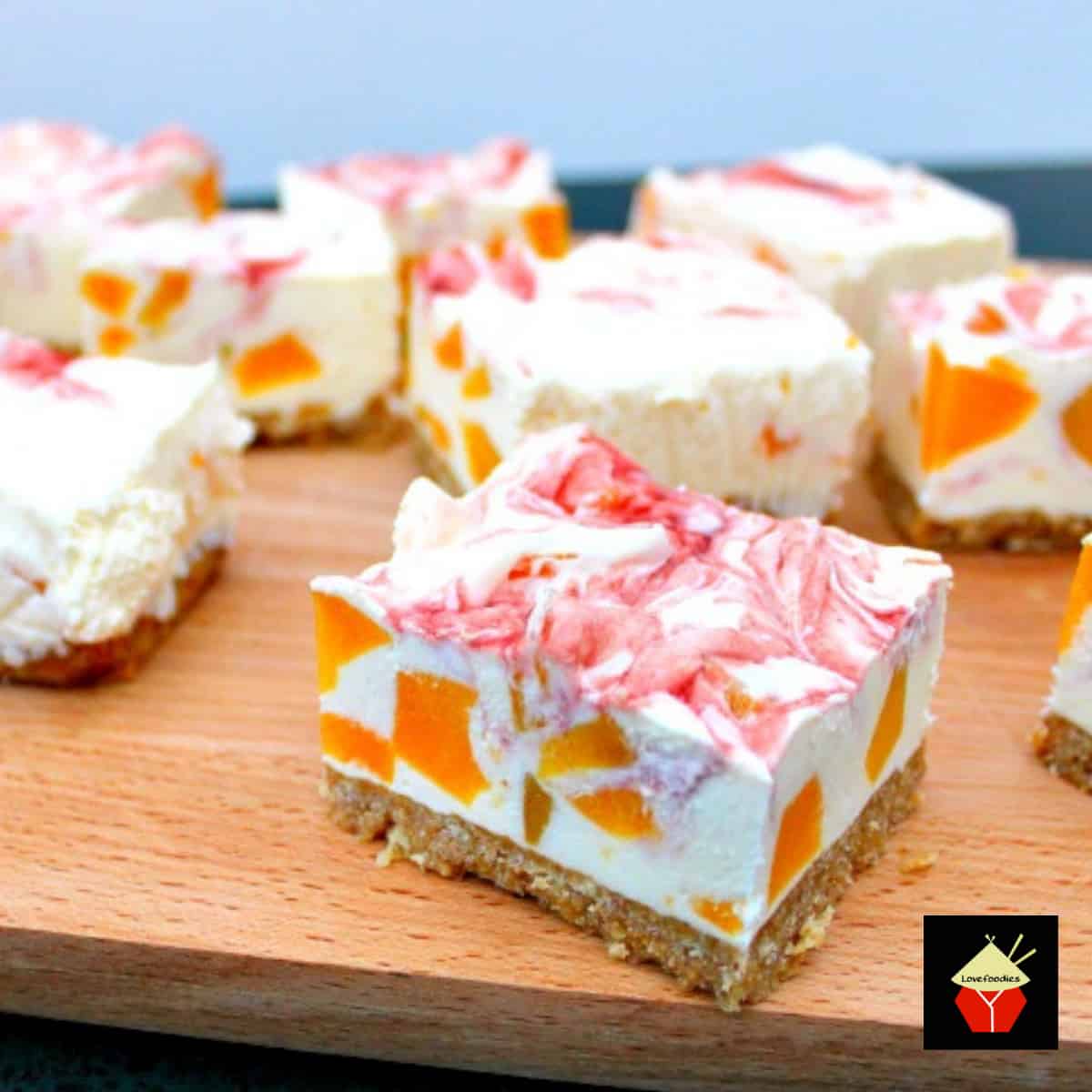 Easy Peach Cheesecake With Raspberry Swirl