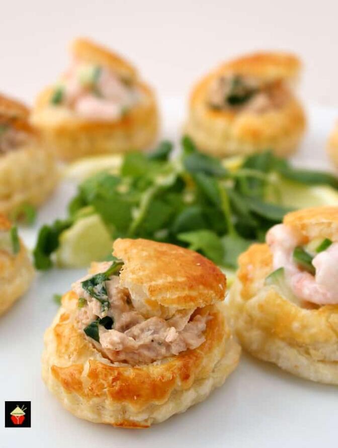 Shrimp or Salmon Vol Au Vents, Mini Puff Pastry Cups