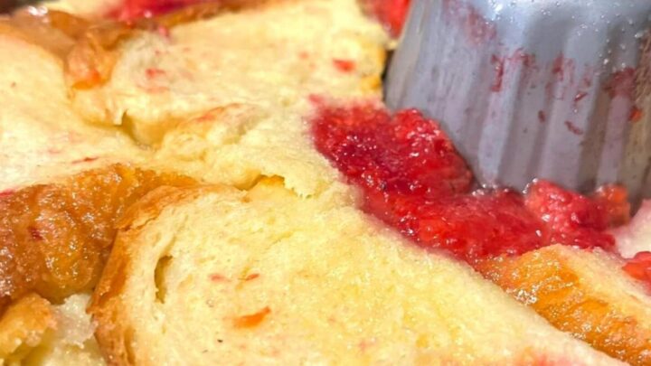 Raspberry Ripple Bread and Butter PuddingH