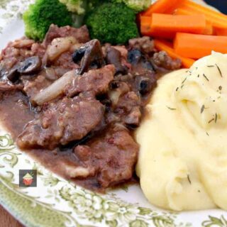 Old Fashioned Slow Cooked Liver, Bacon and Onions. Meltingly soft, tender pieces of liver cooked in a delicious onion gravy with the bonus of bacon thrown in too! Options to use stove top, slow cooker or oven. You choose!