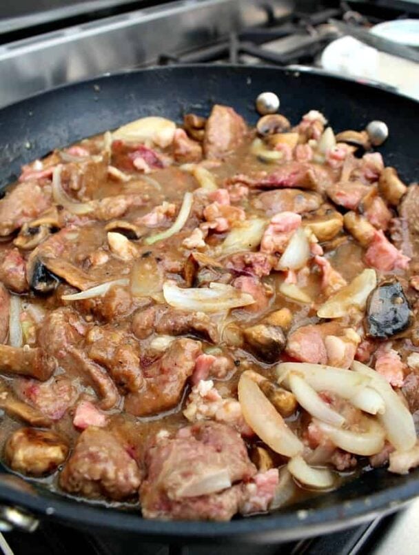 Old Fashioned Slow Cooked Liver, Bacon and Onions