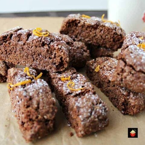 Double Chocolate and Orange Biscotti 7 Double Chocolate and Orange Biscotti are lovely little Italian cookies perfect for having with a cup of coffee. Easy to make, and make perfect gifts too!