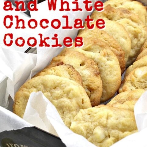 Macadamia and White Chocolate Chip Cookies Macadamia and White Chocolate Cookies. Perfect with a cup of tea or glass of milk! A very easy cookie recipe.