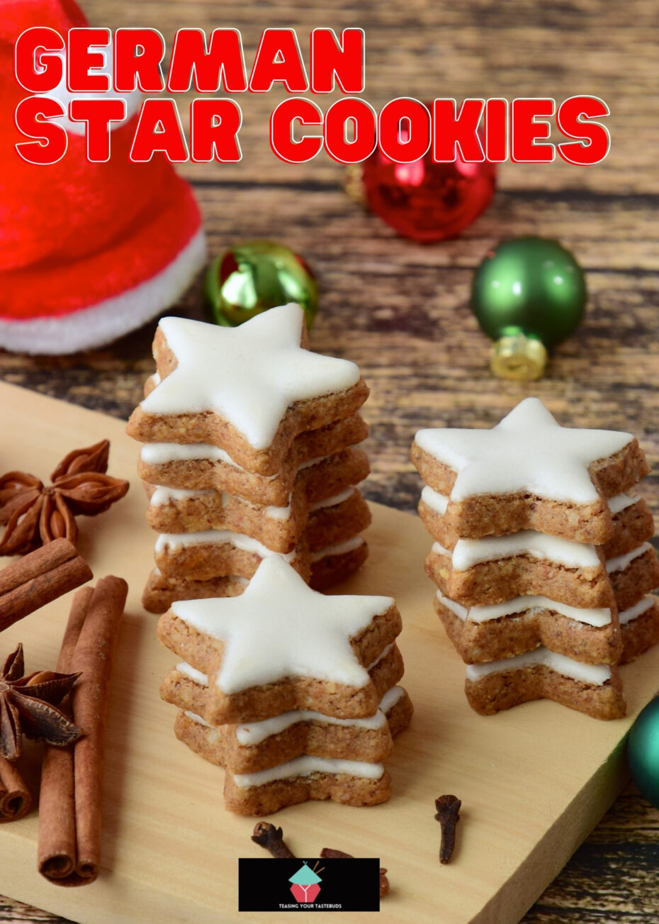 German Star Cookies German Star Cookies, also known as Zimtsterne Cinnamon Cookies are a wonderful cookie for Christmas. They're crisp, chewy and spiced with all things nice! Naturally Gluten - Free too!
