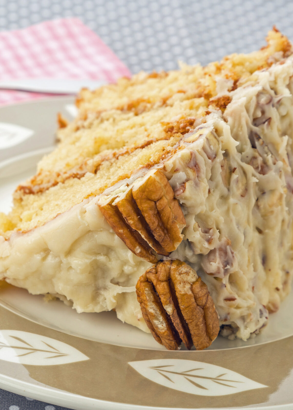 Homemade Italian Cream Cake 7 Italian Cream Cake is a delicious tender made from scratch cake bursting with coconut, vanilla, and pecans, with cream cheese frosting. A perfect celebration cake