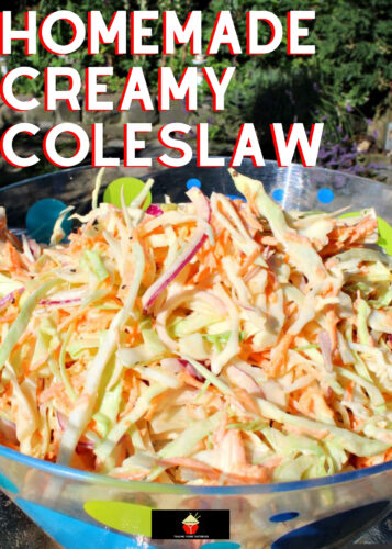 Homemade Creamy Coleslaw, a delicious low-fat salad option to a popular side dish, using fresh ingredients. Ideal for BBQ's, parties and burgers!