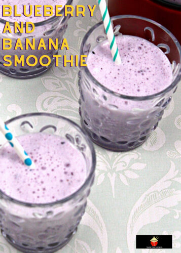 Creamy Blueberry and Banana Smoothie. Quick and Easy to make and taste just like milkshake but without the cream or ice cream!