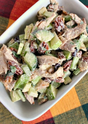 Chicken Party Salad Chicken Party Salad. This is a great family recipe, quick & easy to make using leftover cooked chicken. Simple ingredients with lots of flavor. Perfect for parties, lunch or supper