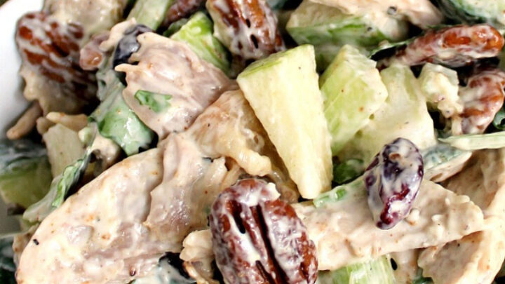 Chicken Party Salad. This is a great family recipe, quick & easy to make using leftover cooked chicken. Simple ingredients with lots of flavor. Perfect for parties, lunch or supper
