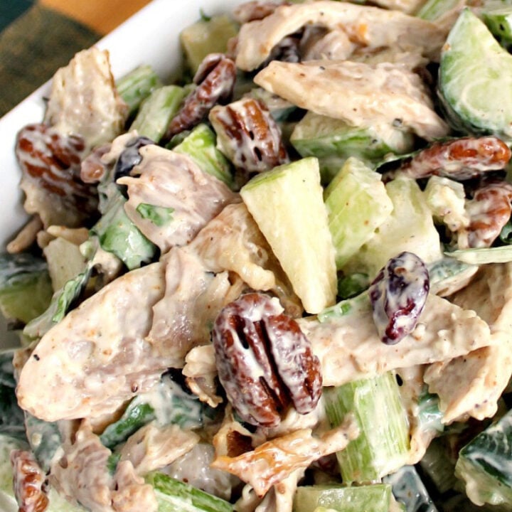 Chicken Party Salad Chicken Party Salad. This is a great family recipe, quick & easy to make using leftover cooked chicken. Simple ingredients with lots of flavor. Perfect for parties, lunch or supper