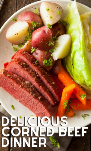 Delicious Corned Beef Dinner. A very easy recipe for stovetop, oven, or slow cooker, you choose! Perfect for St Patrick's Day or Easter