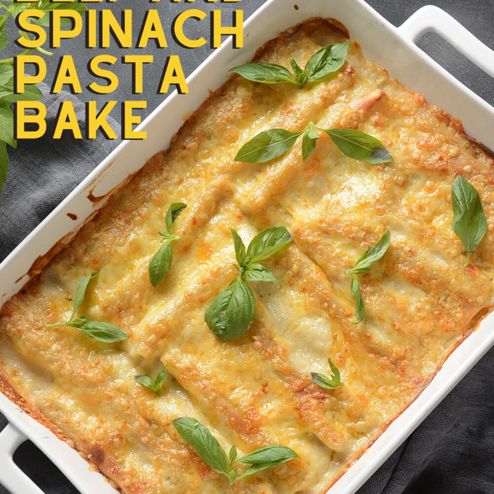 Cheesy Beef and Spinach Pasta Bake Lovefoodies