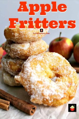 Easy Homemade Apple Fritters. Delicious apple rings in a crispy light batter, coated in cinnamon sugar. Serve warm with a drizzle of syrup or ice cream. A perfect, quick & easy dessert