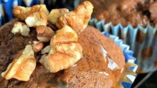 Chocolate Banana Muffins With Caramel Drizzle Topping