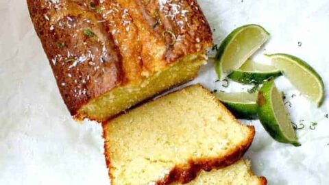 Coconut and Lime Pound Cake, a deliciously soft coconut cake with a splash of tangy lime.