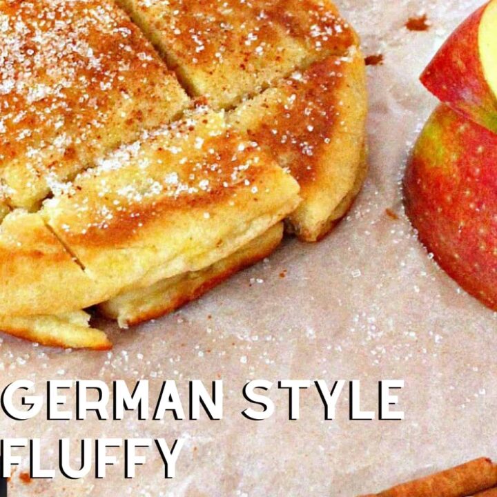 Fluffy Apple Pancakes German Style Fluffy Apple Pancakes. Delicious, quick and easy recipe and these are certainly fluffy! Serve warm with a sprinkling of sugar and a dash of cinnamon.