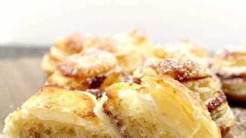 Mini Frangipane Tarts 9 Mini Frangipane tarts are delicious almond cake filled mini tarts in a crispy puff pastry case. Delicious served warm from the oven or cooled with a blob of ice cream or fresh whipped cream!