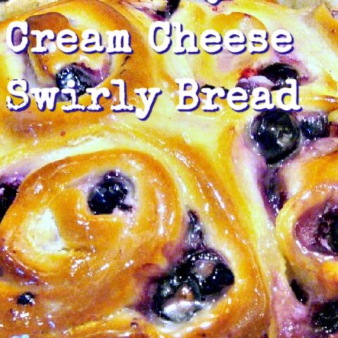 Blueberry Cream Cheese Swirly Bread Blueberry Cream Cheese Swirly Bread, made from scratch, easy sweet bread recipe. Soft, sticky, creamy rolls, bursting with juicy blueberries. Perfect for the holiday season