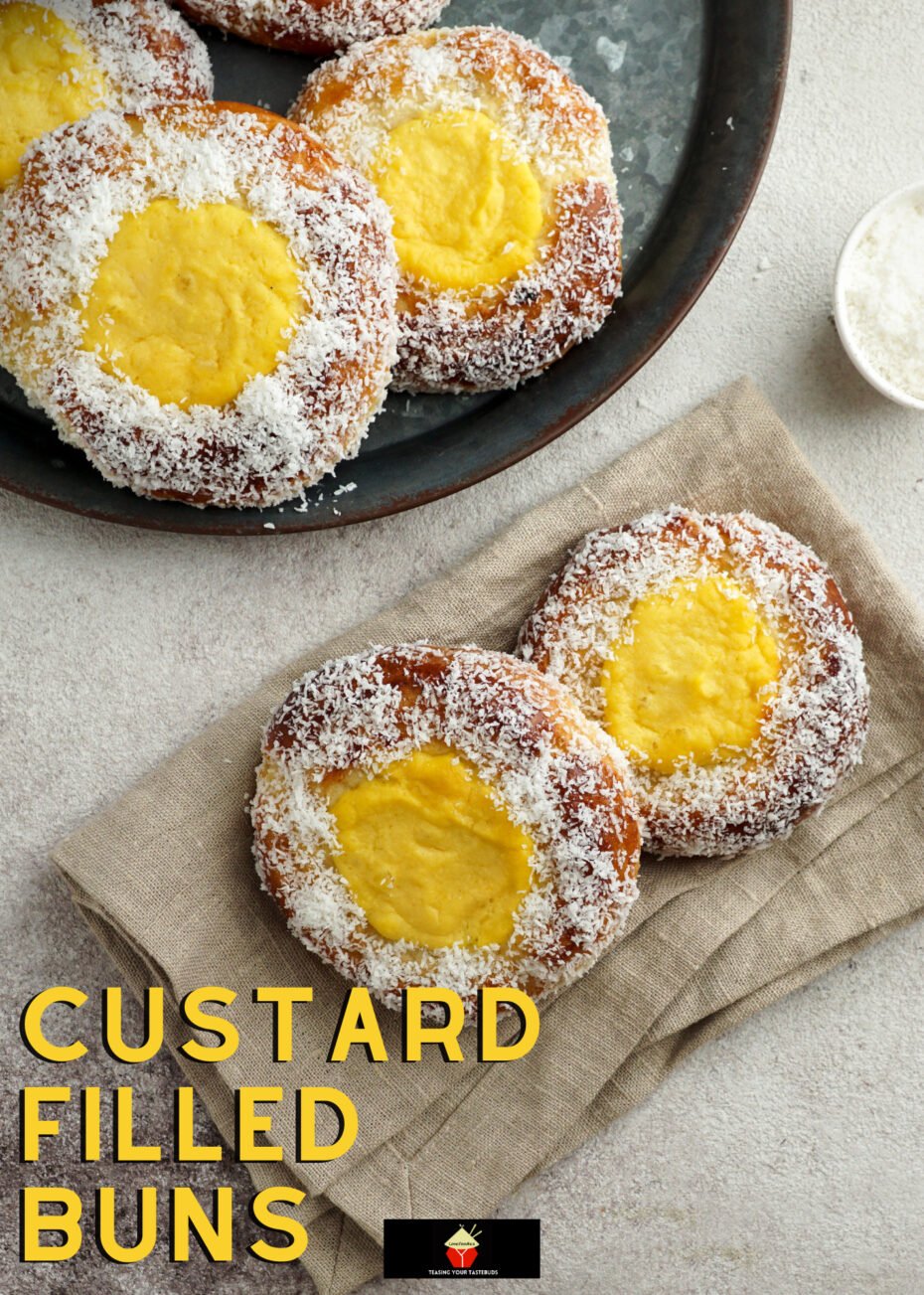 Custard Filled Buns Custard Filled Buns. Light, fluffy, soft, vanilla custard filled buns. Eat these sweet bread buns warm or cold, I like them just from the oven! Freezer friendly too