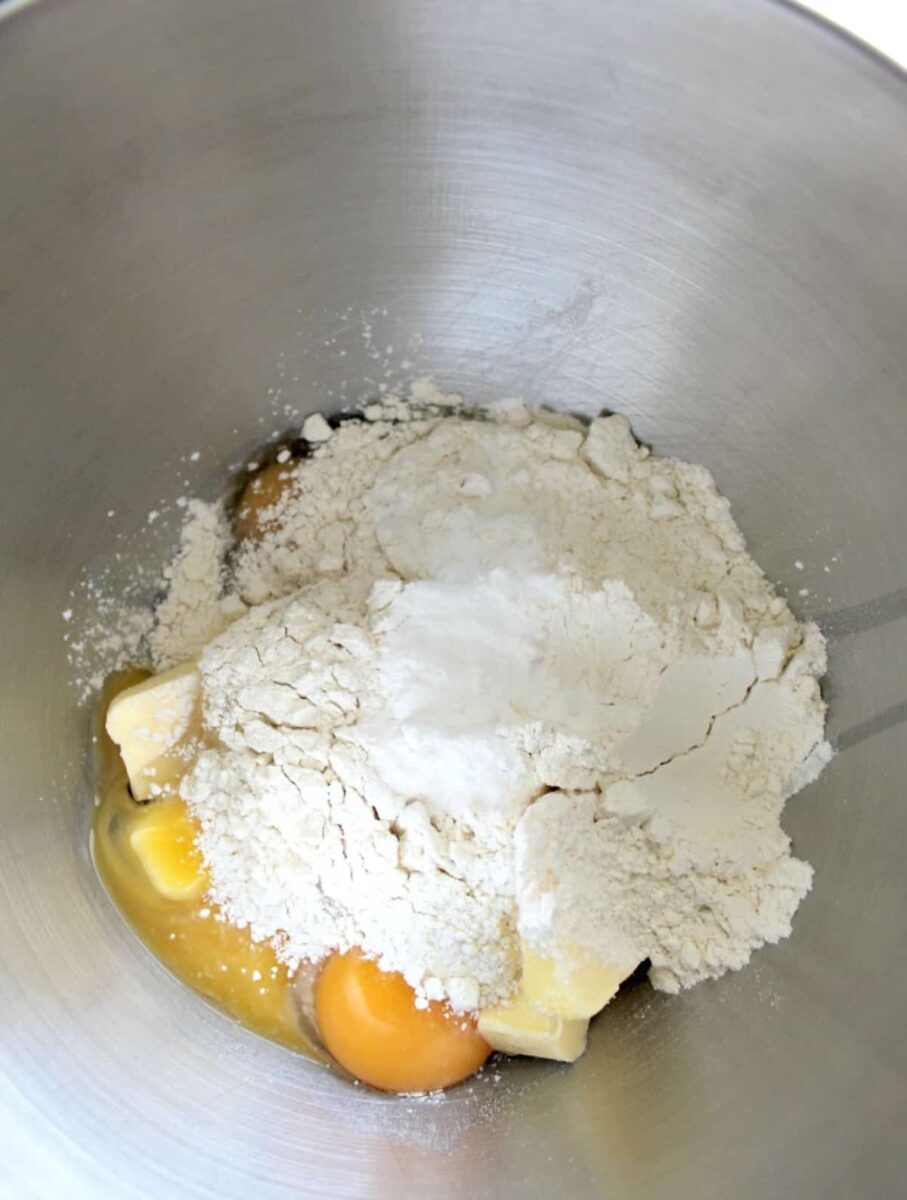 Cake batter Ingredients for Easy Rhubarb Cake Cake batter Ingredients for Easy Rhubarb Cake