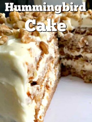 The Famous Hummingbird Cake! A very popular soft and moist cake with pecans, bananas, pineapples, and a delicious frosting too!