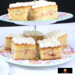 Lemon Drizzle Raspberry Ripple Cake. Easy recipe, soft, moist and great tasting cake, bursting with lemon and raspberry. A perfect sweet treat for afternoon tea or dessert.