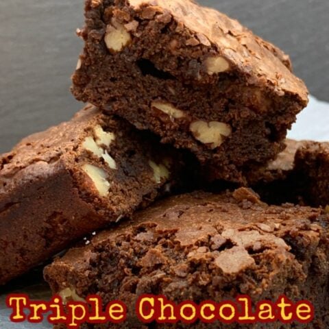 Triple Chocolate Pecan Brownies Triple Chocolate Pecan Brownies. These chewy soft brownies have a classic crisp outer, loaded with chocolate and pecan nuts. A sinfully rich chocolate dessert perfect for chocolate lovers
