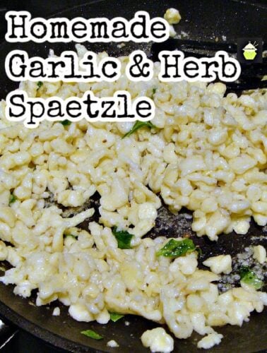 Homemade Garlic and Herb Spaetzle. A delicious, fun German egg noodle recipe and great as a side dish anytime!