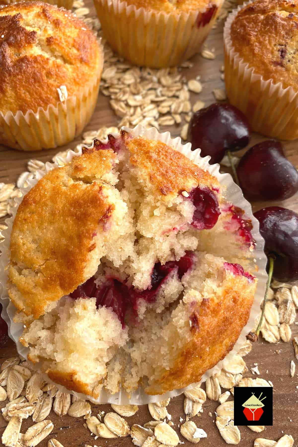 Fluffy Cherry Oatmeal Breakfast Muffins. Delicious, simple, soft and fluffy oatmeal muffins bursting with juicy cherries. Serve warm for breakfast or brunch Fluffy Cherry Oatmeal Breakfast Muffins. Delicious, simple, soft and fluffy oatmeal muffins bursting with juicy cherries. Serve warm for breakfast or brunch