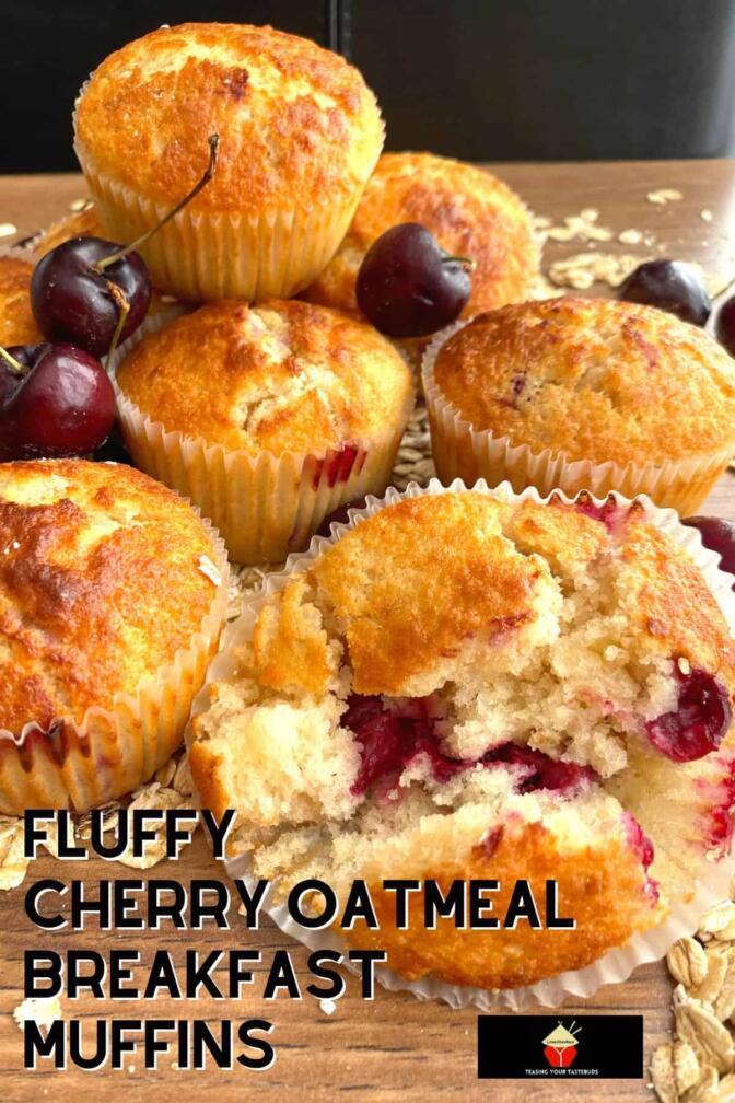 Fluffy Cherry Oatmeal Breakfast Muffins Lovefoodies